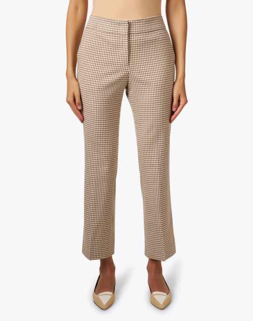 Stylish Carla Brown Checked Flare Leg Ankle-length Women's Pants