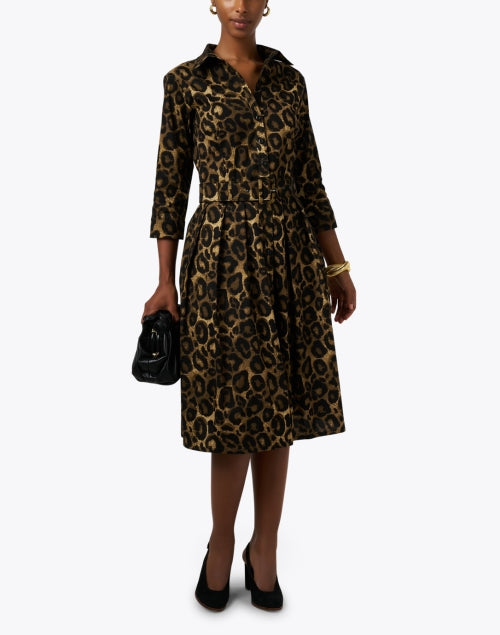 Audrey Stretch Cotton Dress with Stunning Leopard Print