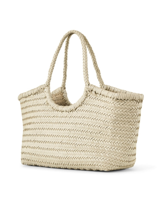 Exquisite Handwoven Nantucket White Leather Shoulder Bag
