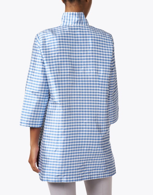 Rita Women's Caribbean Checked Gingham Silk Blouse Top