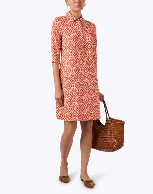 Stylish Orange Geometric Print Susanna Dress for Daytime