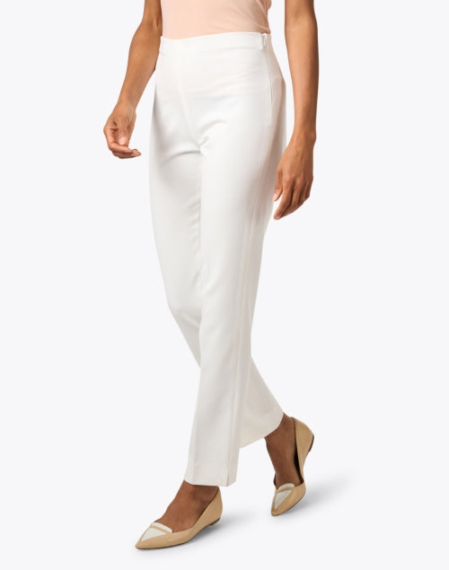 Ivory Stretch Side-Zipper Tapered Dress Pants for All Occasions