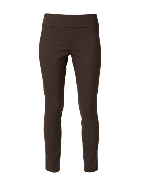USA-Made Chocolate Brown Stretch Pull-On Slim Ankle Control Pants