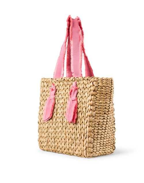 Stylish Pink Corn Husk Woven Isla Bahia Tote Bag