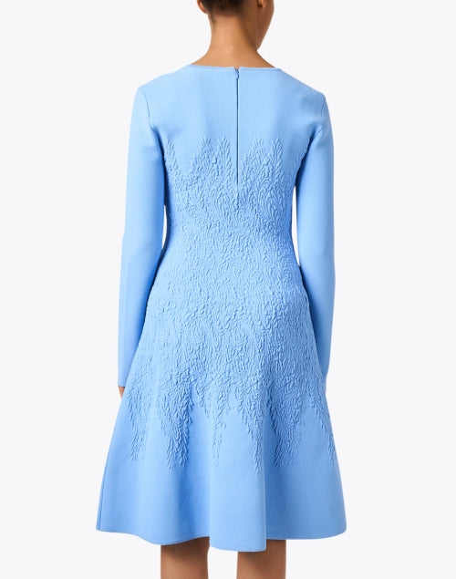Stylish Oxford Blue Textured Knit Fit-and-Flare Dress