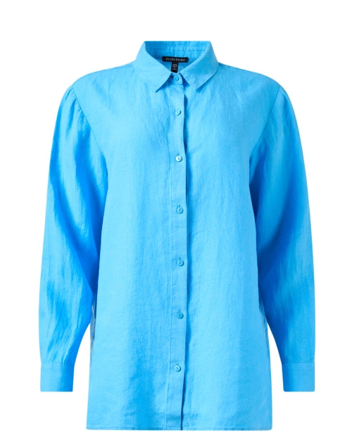 Electric Blue Breezy Linen Classic Shirt Top for New Season