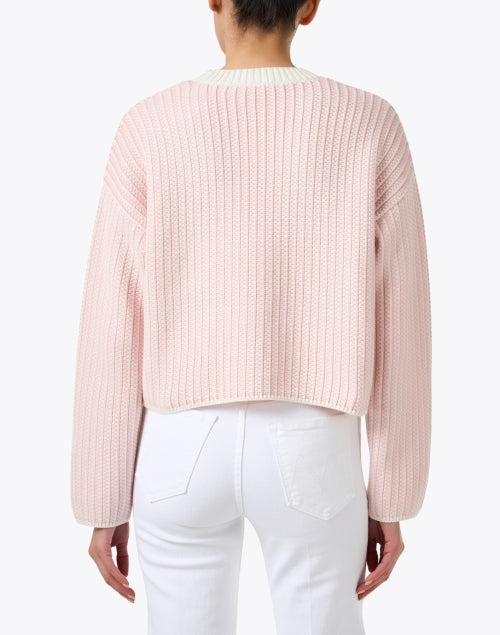 Charming Ivory and Pink Striped 100% Cotton Knit Sweater