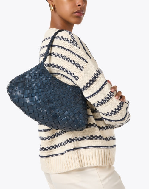 Stylish Rosanna Blue Woven Leather Fashion Shoulder Bag