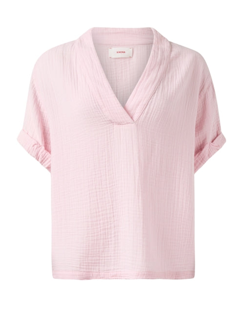 Avery Soft Pink Cotton V-Neck Top for Warm Weather