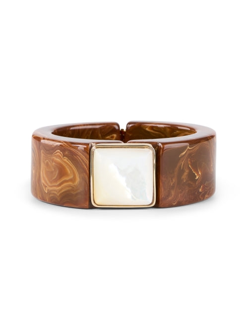 Stylish Brown Acetate and Mother-of-Pearl Arty Cuff Bracelet