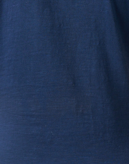 Navy Blue 100% Cotton Self - Tie Waist Nina Top for Effortless Style