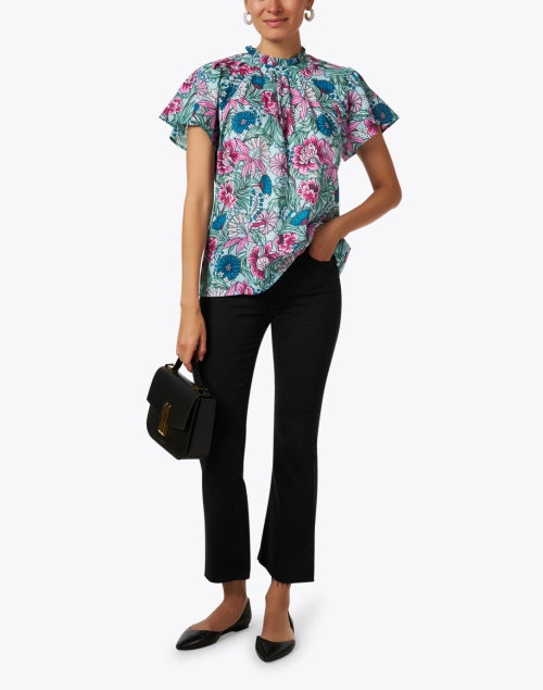 Joyful Women's Multi Floral Printed Lightweight Cotton Top for Getaways