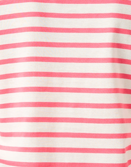 Luxurious Airy Cotton Top with Coral and Ecru Stripes
