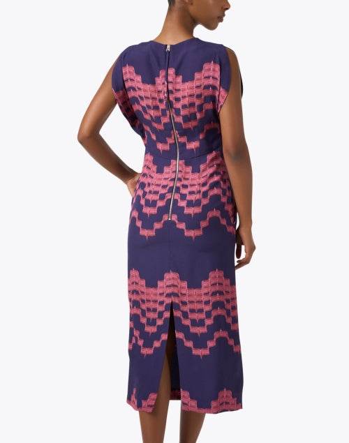 Pink and Purple Dahlia Print Women's Midi Dress for Desk to Dinner