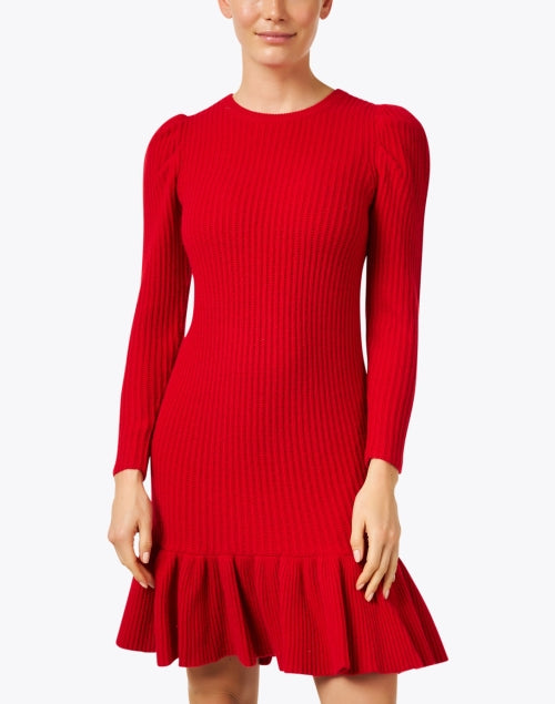 Stylish Doyle Red Wool-Cashmere Blend Knit Sweater Dress for Fall