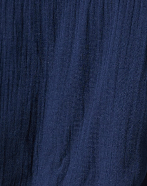 Navy Blue Cotton Gauze Casual Collared Cruz Women's Top
