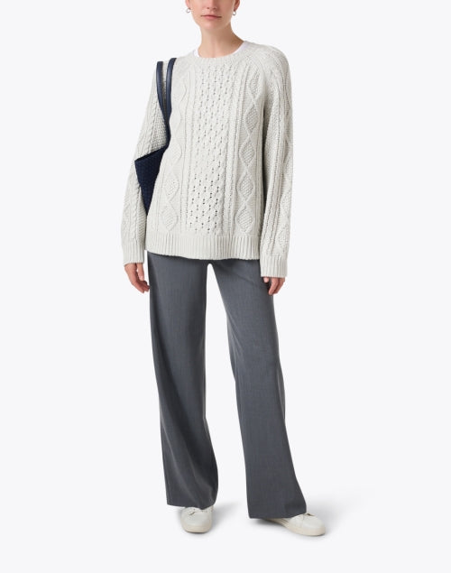 Stylish Petra Grey Elastic-Waist Wide-Leg Trousers