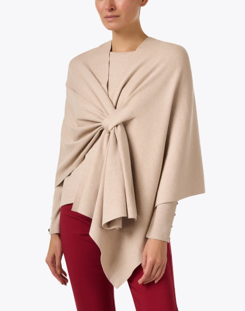 Stylish Tan Wrap with Tab Closure for Cool Weather
