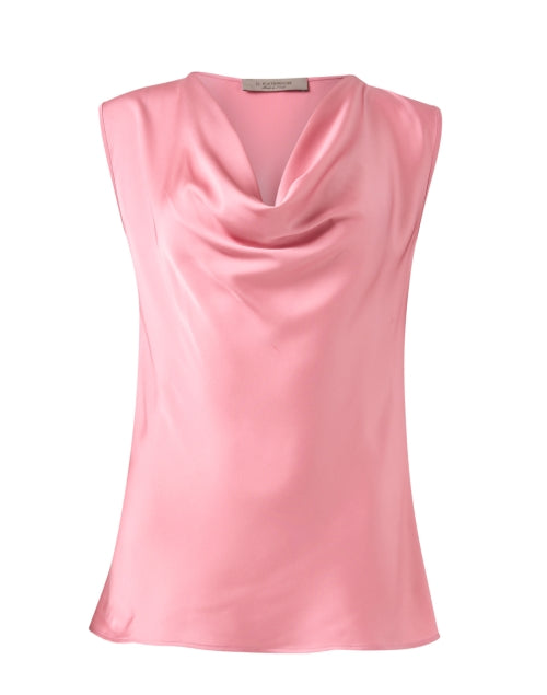 Elegant Pink Satin Women's Sleeveless Top