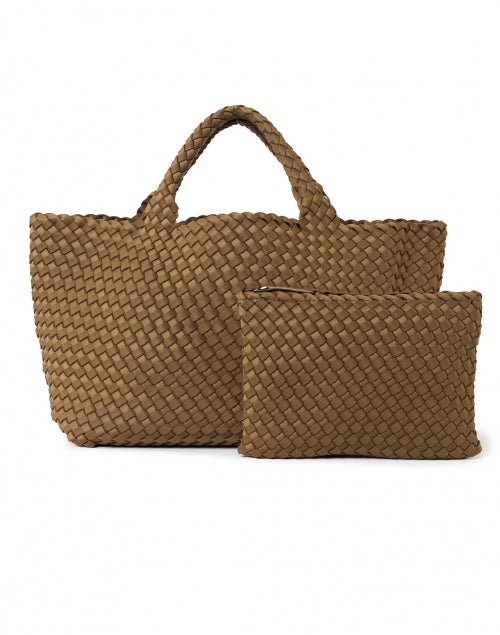 Medium Mink Brown Woven St. Barths Handbag for Effortless Style