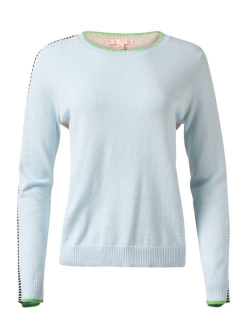 Stylish On Track Sweater with Blue and Beige Contrast Design