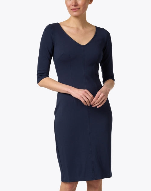 Navy Blue Ponte Material Women's Maggie Dress by Chloe Kristyn
