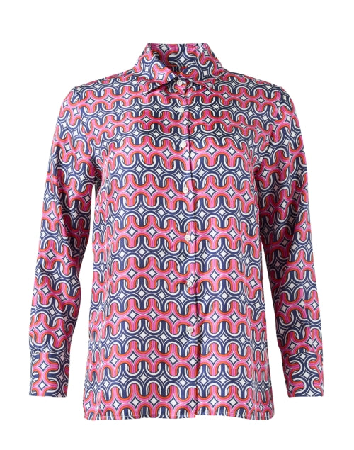 Mariela Women's Multi - colored Geometric Patterned Silk Top
