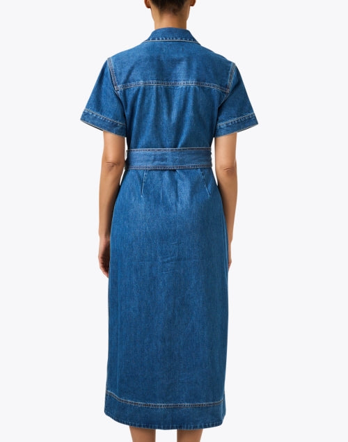 Stylish Blue Tabby Denim Shirt Dress for Women
