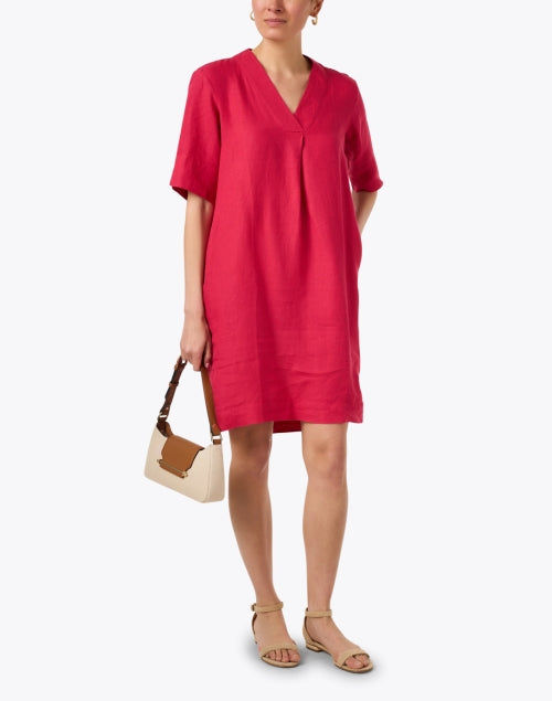 Elegant Rose Pink Women's Linen Summer Dress