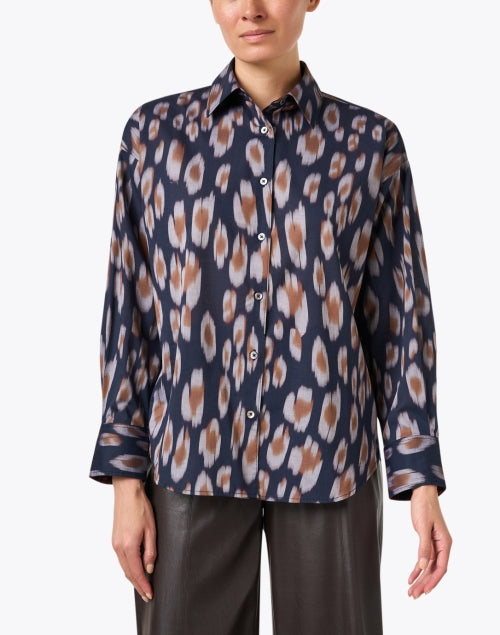 Stylish Tyra 100% Cotton Leopard Print Button - Front Shirt