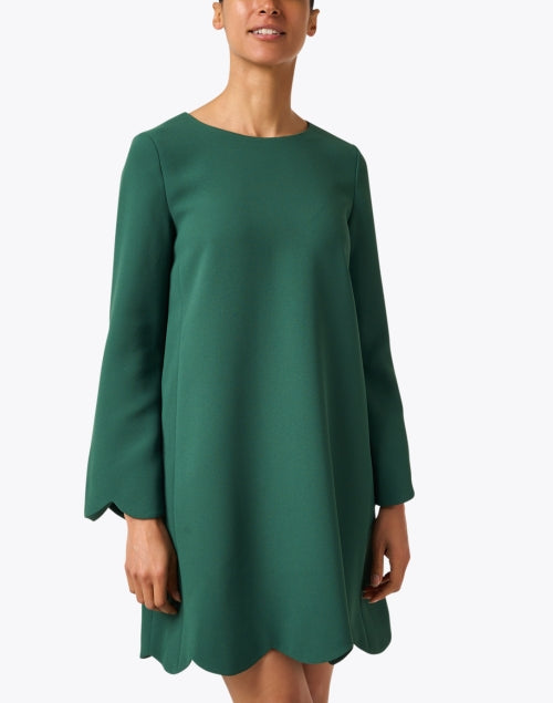 Ruoda Elegant Green Mini Shift Dress with Scalloped Trim