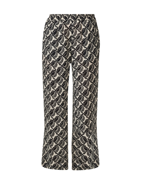 Stylish Seventy Black and Cream Geometric Print Women's Wide Leg Trousers