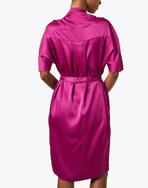 Elegant Fuchsia Satin Women's Shift Dress