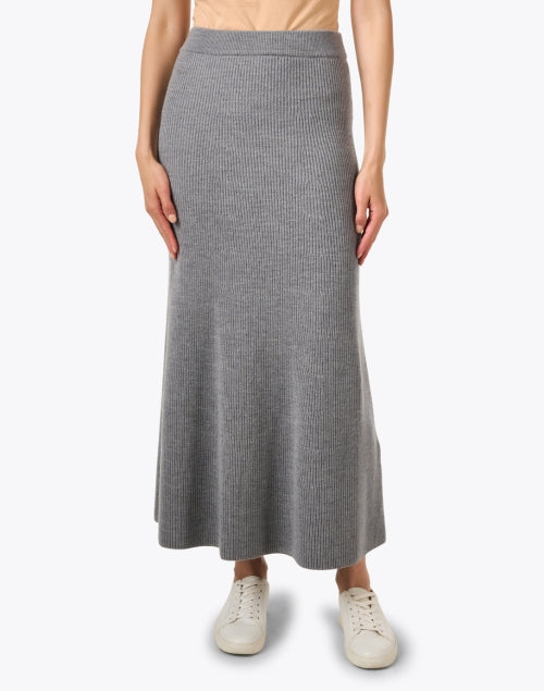Stylish Agile Grey Wool Midi Skirt for Modern Women