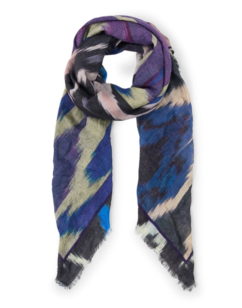 Indigo Soft Multi - Ikat Patterned Cashmere Scarf for Stylish Wear