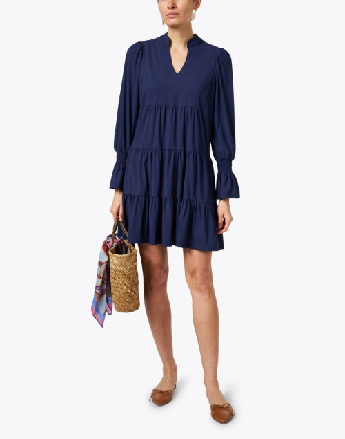 Stylish Navy Tiered Ruffled Dress by Jude Connally