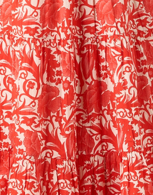 Stylish Ro's Garden Daphne Red Printed Cotton Maxi Dress for Weekend
