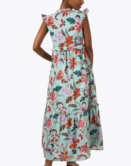 Stylish Constance Blue Floral Printed Cotton Dress for Getaways