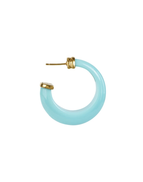 Stylish Blue Polished Acetate Hoop Earrings with Gold - Plated Details