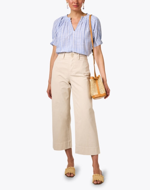 Merida Beige Comfortable Straight - Leg Cotton Ankle Pant