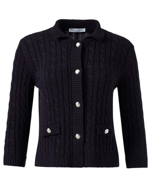 Salita Navy Colored Cable Knit Women's Fashion Jacket for Capsule Wardrobe