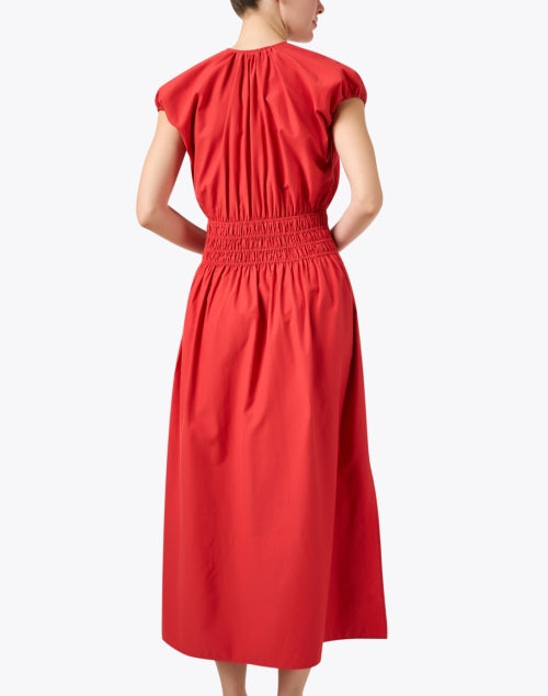Elegant Lightweight Cotton Blend Mina Red Midi Dress