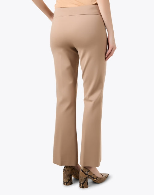 Tan Stretch Ponte Flare Women's Trousers - A Fashion Staple