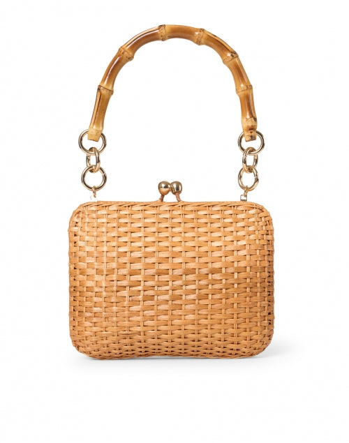 Serpui's Retro-Inspired Giulia Light Honey Wicker Handbag with Top Handle
