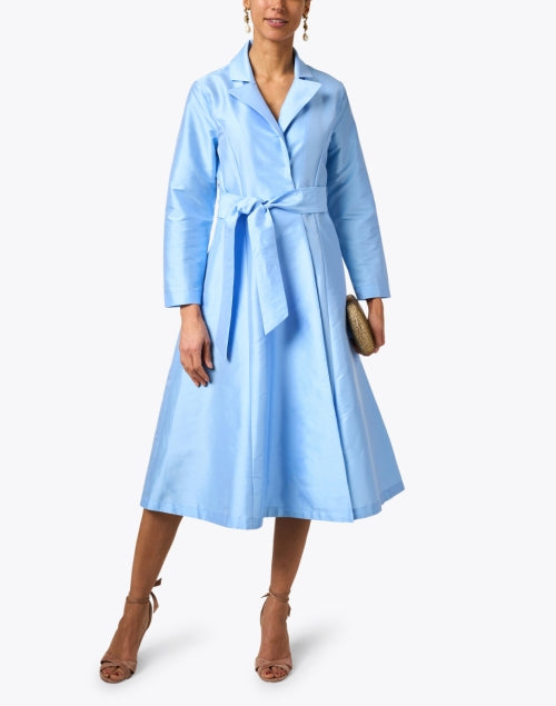 France Valentine Lucille Women's Blue Wrap Style Midi Dress