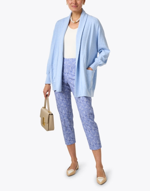 Stylish Blue Print Stretchable Cotton Dress Pants for Effortless Styling