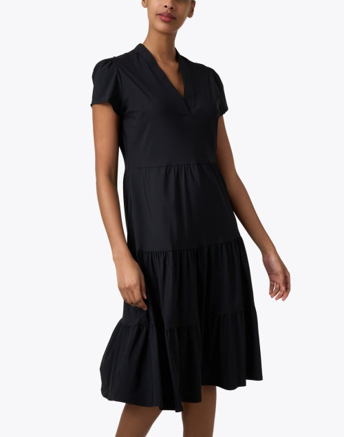 Stylish Libby Black Tiered Midi Dress for Effortless Fashion