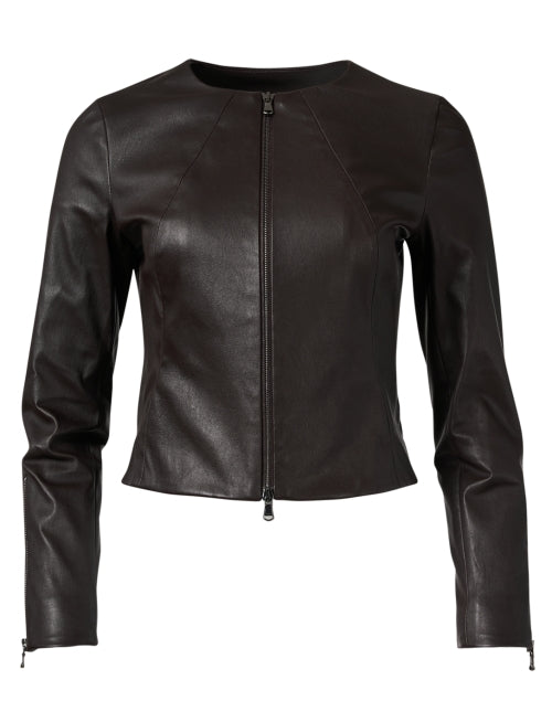Stretchy Brown Leather Jacket for Fashionable Layering