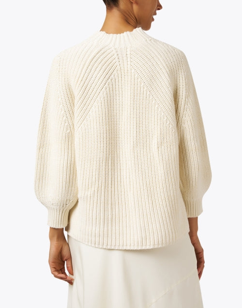 Soft and Elegant Cream-colored Cotton Ribbed Knit Sweater