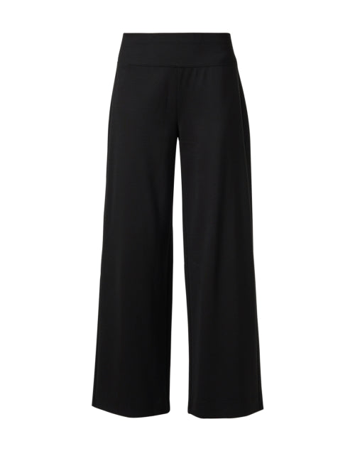 Stylish Black Ponte Fabric Wide-Leg Women's Trousers
